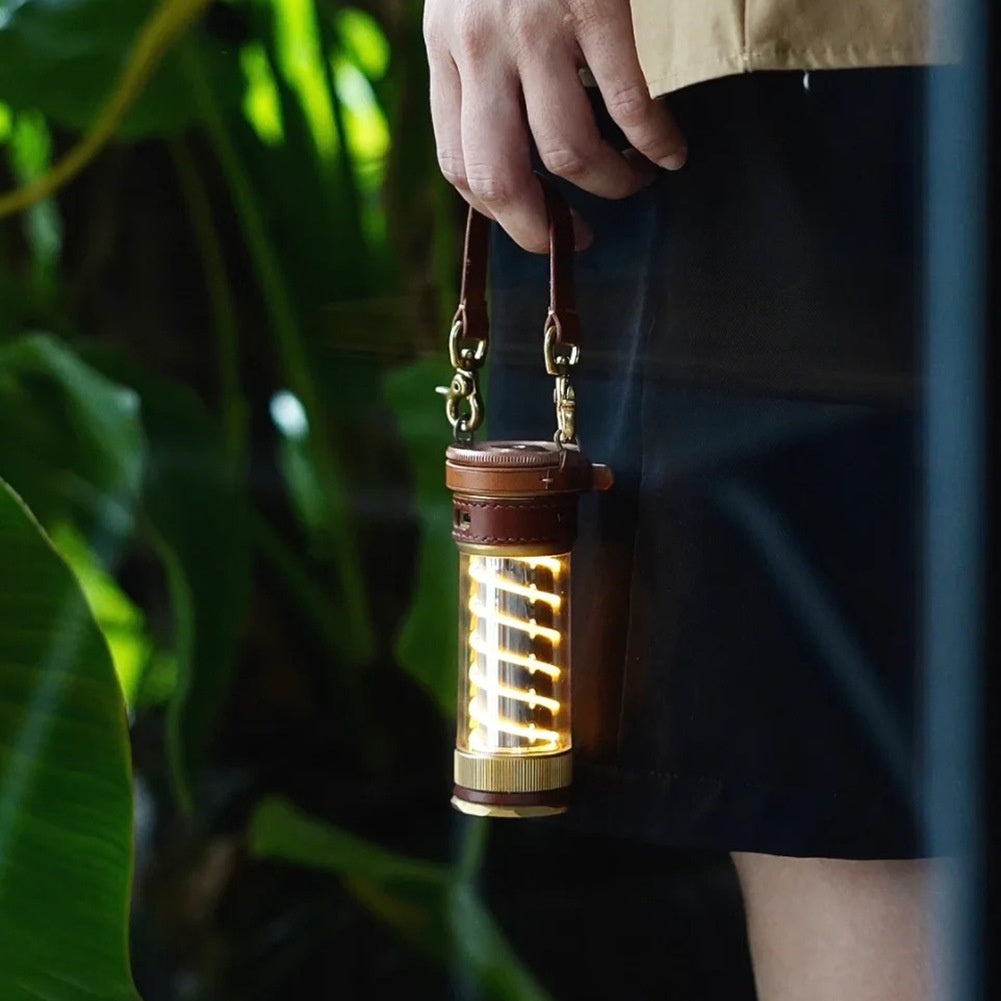Illuminate Your Adventures with the Leather Rope Edison Camping Lantern Set